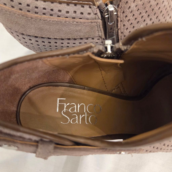 Franco Sarto Taupe Perforated Ankle Boots Size 8 (38) - Picture 3 of 12